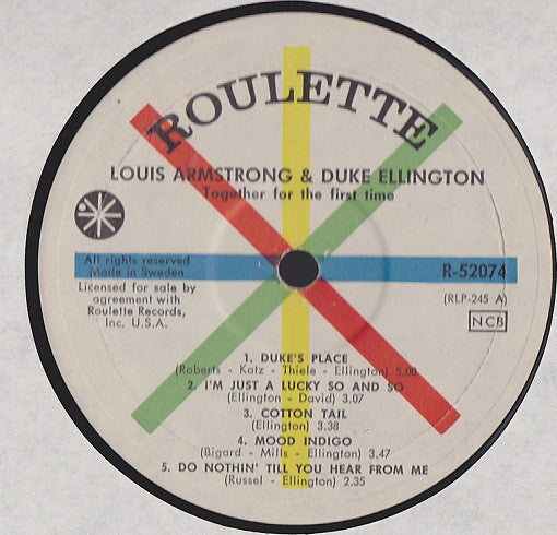 Louis Armstrong & Duke Ellington : Recording Together For The First Time (LP, Mono)