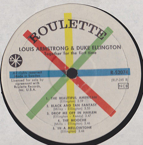 Louis Armstrong & Duke Ellington : Recording Together For The First Time (LP, Mono)