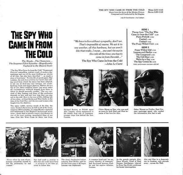 Sol Kaplan : The Spy Who Came In From The Cold (Music From The Score Of The Motion Picture) (LP, Mono)