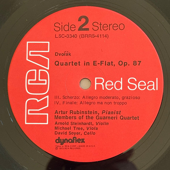 Arthur Rubinstein, Guarneri Quartet - Antonín Dvořák : Piano Quartet In E-Flat, Opus 87 (LP)
