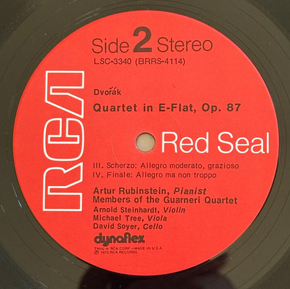 Arthur Rubinstein, Guarneri Quartet - Antonín Dvořák : Piano Quartet In E-Flat, Opus 87 (LP)