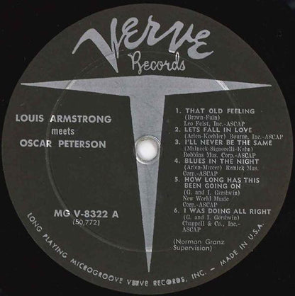 Louis Armstrong, Oscar Peterson : Louis Armstrong Meets Oscar Peterson (LP, Album, Mono)