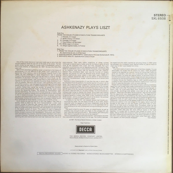 Franz Liszt - Vladimir Ashkenazy : Ashkenazy Plays Liszt (LP)