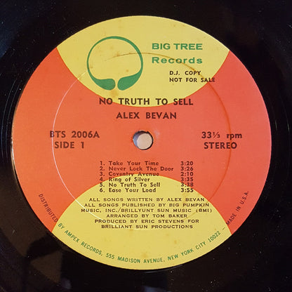 Alex Bevan : No Truth To Sell (LP, Promo)