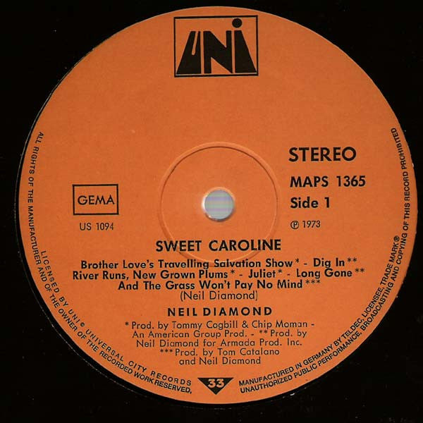 Neil Diamond : Sweet Caroline (LP, Album)