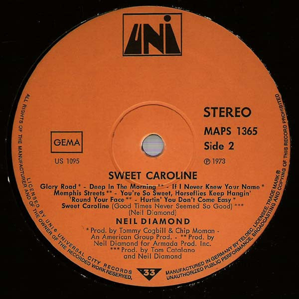 Neil Diamond : Sweet Caroline (LP, Album)