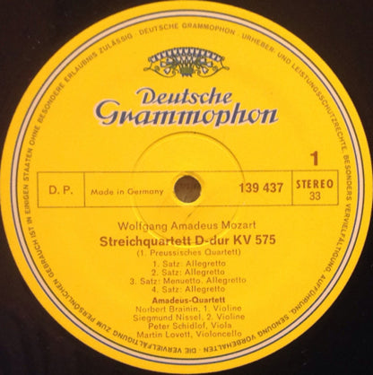 Wolfgang Amadeus Mozart - Amadeus-Quartett : Streichquartette D-dur KV 575 Und F-dur KV 590 (LP)