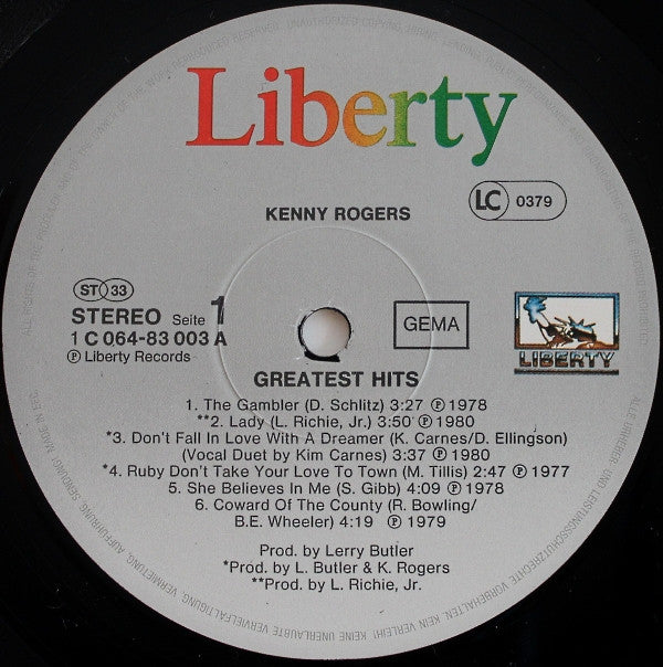 Kenny Rogers : Greatest Hits (LP, Comp, RE)
