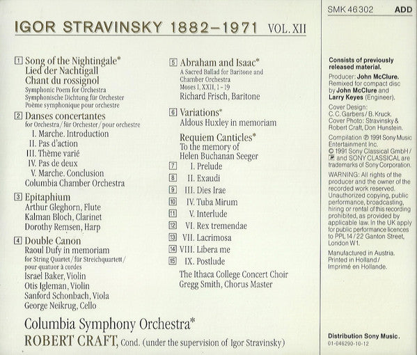 Igor Stravinsky, Robert Craft : Robert Craft Conducts Under The Supervision Of Igor Stravinsky (Chant Du Rossignol · Danses Concertantes · Abraham And Isaac · Requiem Canticles Etc.) (CD, Comp)