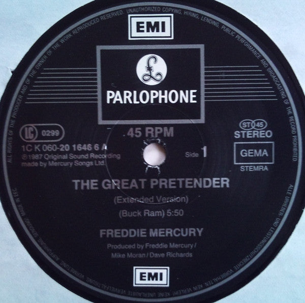 Freddie Mercury : The Great Pretender (12", Maxi)