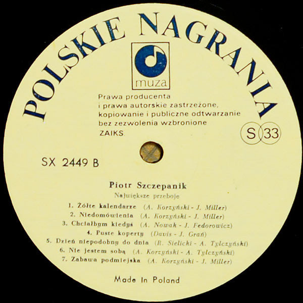 Piotr Szczepanik : Największe Przeboje (LP, Comp, Cre)