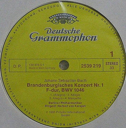 Herbert von Karajan, Berliner Philharmoniker - Johann Sebastian Bach : 6 Brandenburgische Konzerte (2xLP, RE, Gat)