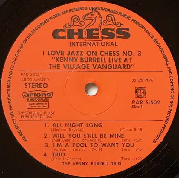 The Kenny Burrell Trio : Live At The Village Vanguard (LP, Album, RE)