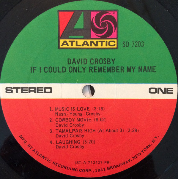 David Crosby : If I Could Only Remember My Name (LP, Album, PR )