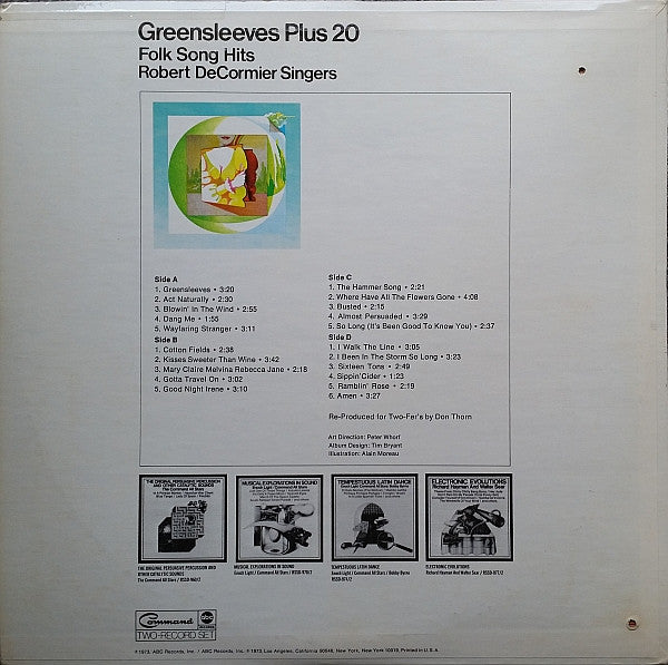 The Robert DeCormier Singers : Greensleeves Plus 20 Folk Song Hits (2xLP)