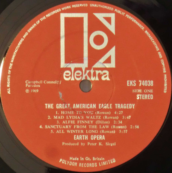 Earth Opera : The Great American Eagle Tragedy (LP, Album)