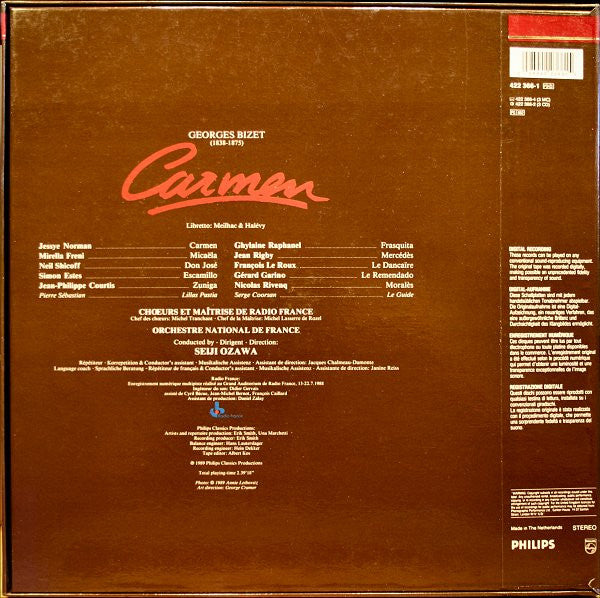 Georges Bizet - Jessye Norman, Mirella Freni, Neil Shicoff, Simon Estes, Orchestre National De France, Chœur de Radio France Et Maîtrise De Radio France, Seiji Ozawa : Carmen (3xLP, Album + Box)