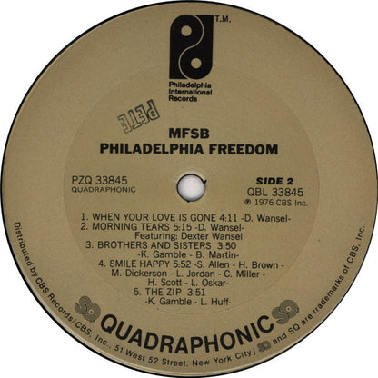 MFSB : Philadelphia Freedom (LP, Album, Quad, Gat)