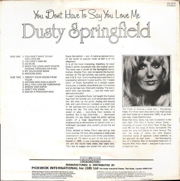 Dusty Springfield : You Don't Have To Say You Love Me (LP, Comp)