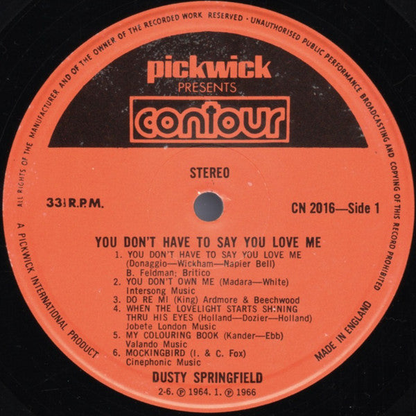 Dusty Springfield : You Don't Have To Say You Love Me (LP, Comp)