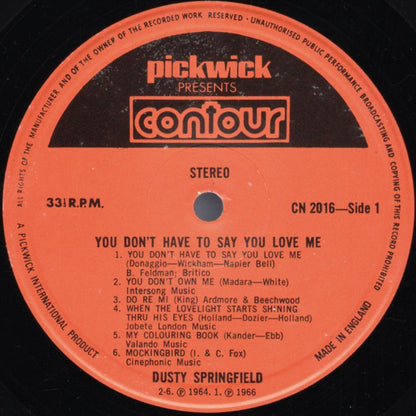 Dusty Springfield : You Don't Have To Say You Love Me (LP, Comp)