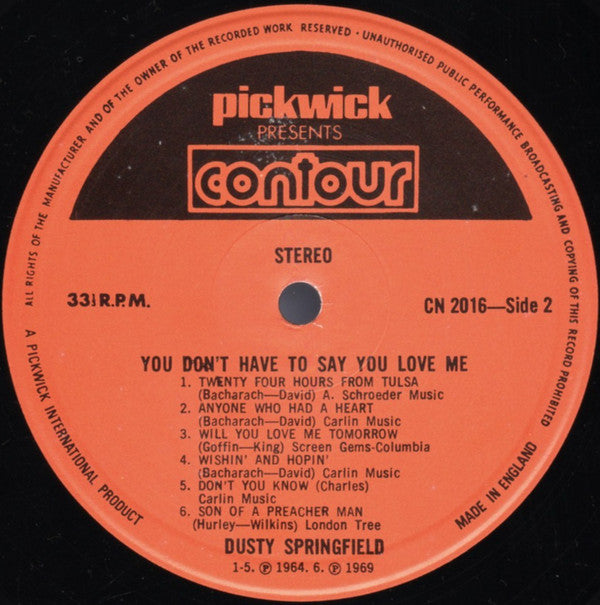Dusty Springfield : You Don't Have To Say You Love Me (LP, Comp)