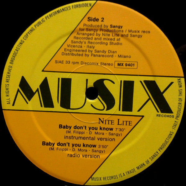 Nite Lite : Baby Don't You Know (12")