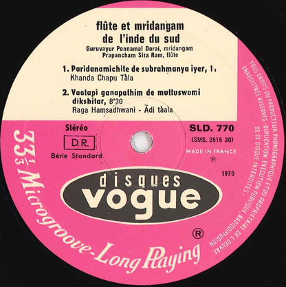 Prapancham Sita Ram, Guruvayur Dorai : Flute Et Mridangam De L'Inde Du Sud (LP)
