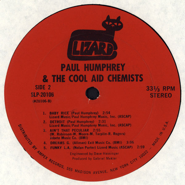 Paul Humphrey & His Cool Aid Chemists : Paul Humphrey And The Cool-Aid Chemists (LP, Album, ARP)