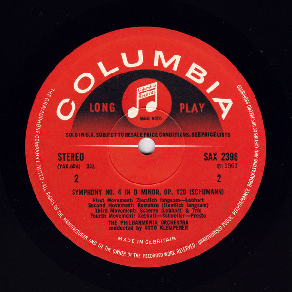 Felix Mendelssohn-Bartholdy, Robert Schumann, Otto Klemperer, Philharmonia Orchestra : "Italian" Symphony / Symphony Nr. 4 (LP, RE)