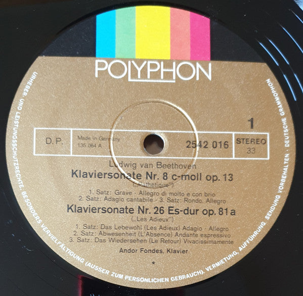 Ludwig Van Beethoven : Les Adieux, Appassionata, Pathétique (LP, Album, RE)