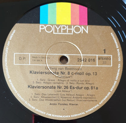 Ludwig Van Beethoven : Les Adieux, Appassionata, Pathétique (LP, Album, RE)