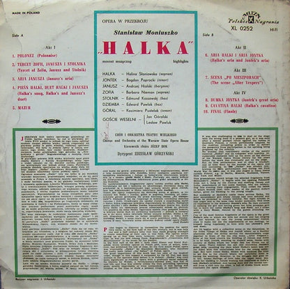 Stanisław Moniuszko, Soliści Teatru Wielkiego W Warszawie, Chór Teatru Wielkiego W Warszawie And Orkiestra Teatru Wielkiego W Warszawie, Zdzisław Górzyński : Halka (LP, Album, Mono)