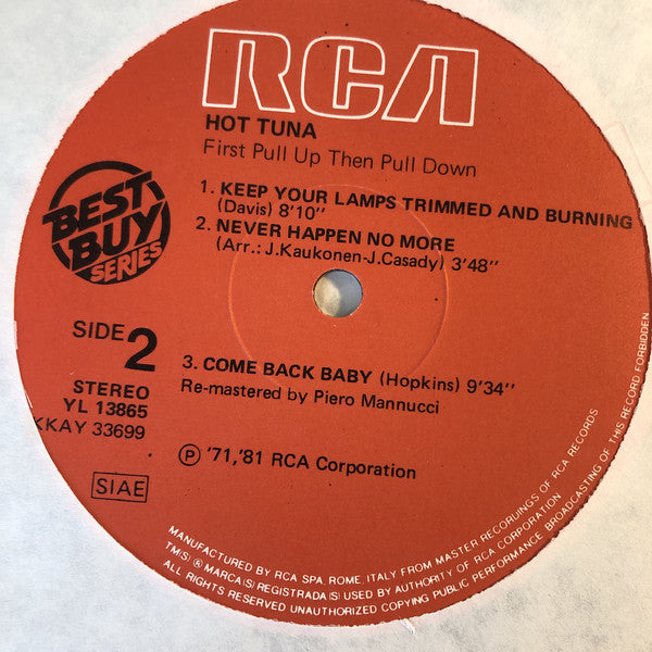 Hot Tuna : First Pull Up, Then Pull Down (LP, Album, RE, RM)