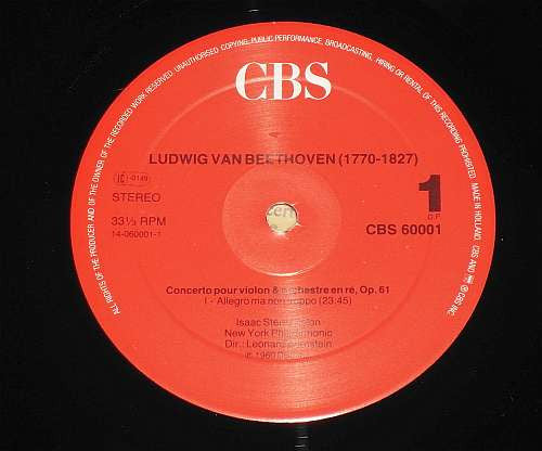 Ludwig van Beethoven, Isaac Stern, New York Philharmonic, Leonard Bernstein : Concerto Pour Violon (LP, RE)