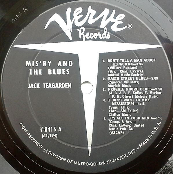 Jack Teagarden : Mis'ry And The Blues (LP, Album, Mono)