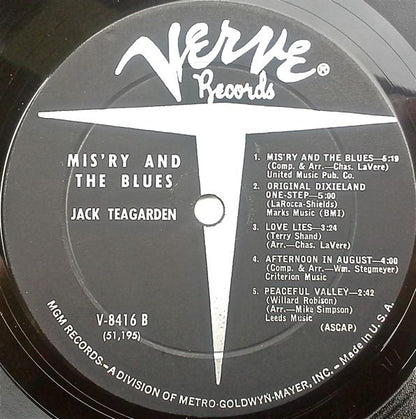 Jack Teagarden : Mis'ry And The Blues (LP, Album, Mono)