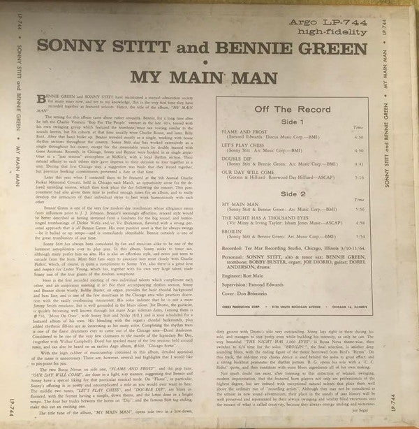 Sonny Stitt and Bennie Green : My Main Man (LP, Album, RP)