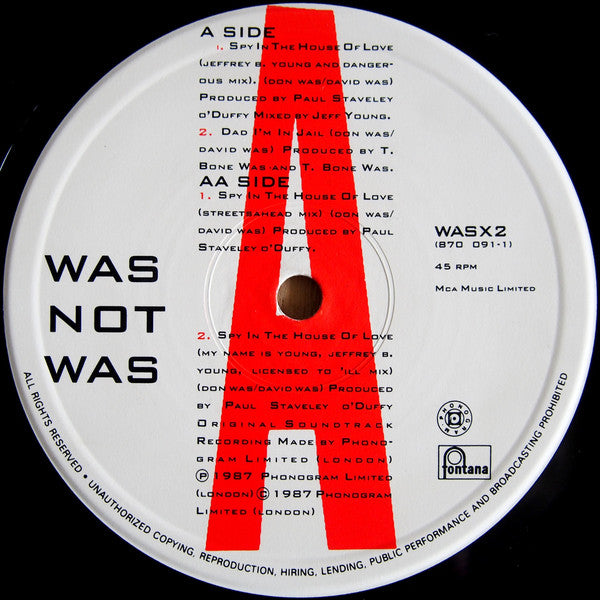 Was (Not Was) : Spy In The House Of Love (12")