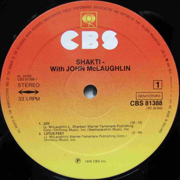 Shakti (2) With John McLaughlin : Shakti With John McLaughlin (LP, Album)