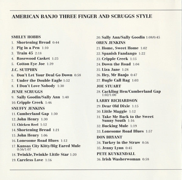 Various : American Banjo: Three-Finger And Scruggs Style (CD, Album, RE)