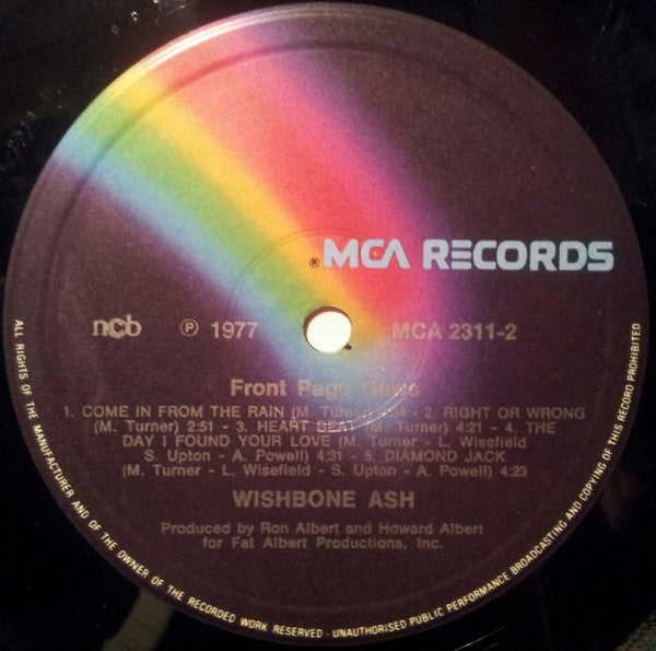 Wishbone Ash : Front Page News (LP, Album, Gat)