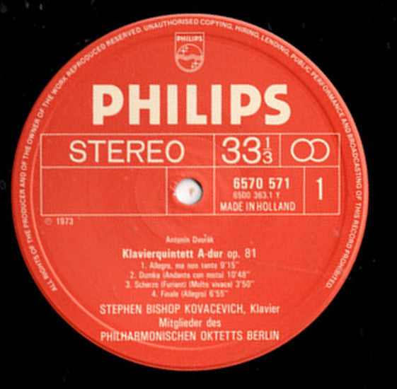 Antonín Dvořák, Stephen Bishop-Kovacevich, Philharmonisches Oktett Berlin : Klavierquintett Op.81 / Streichquintett Op.97 (LP, RE)