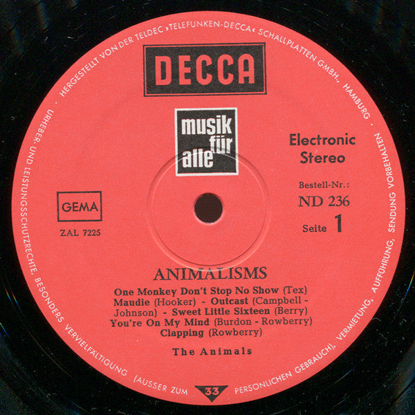 The Animals : Animalisms (LP, Album, RE)