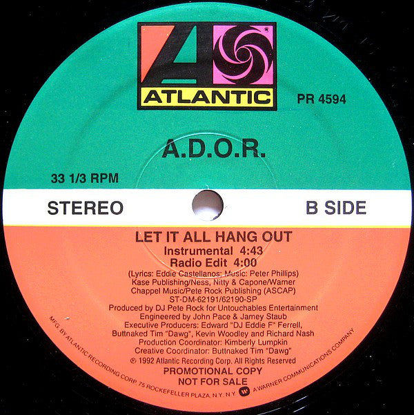 A.D.O.R. : Let It All Hang Out (12", Promo)