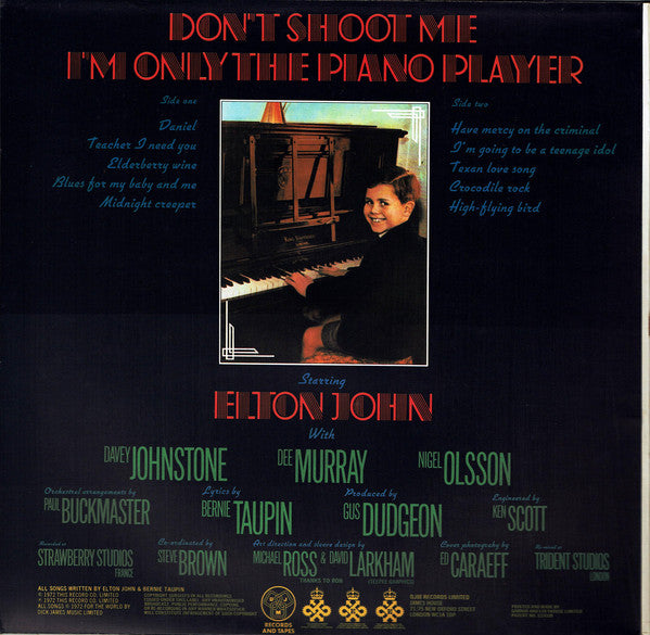 Elton John : Don't Shoot Me I'm Only The Piano Player (LP, Album, RE, Gat)