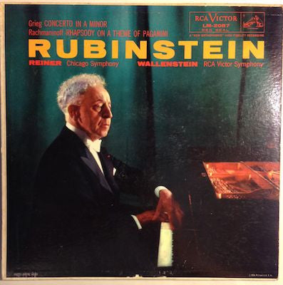 Edvard Grieg / Sergei Vasilyevich Rachmaninoff - Arthur Rubinstein, Fritz Reiner, Chicago Symphony Orchestra / Alfred Wallenstein, RCA Victor Symphony Orchestra : Concerto In A Minor / Rhapsody On A Theme Of Paganini (LP, Album, Mono)