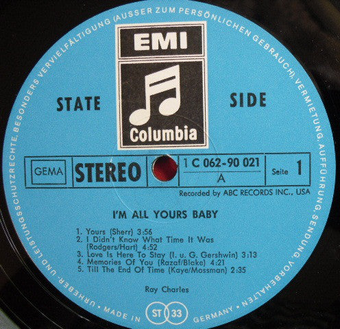 Ray Charles : I'm All Yours-Baby! (LP, Album)