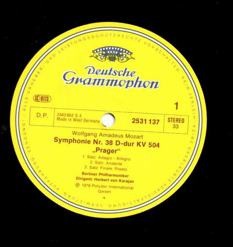Wolfgang Amadeus Mozart, Herbert Von Karajan, Berliner Philharmoniker : Symphonies No. 38 "Prager" & No. 39 (LP, Album)