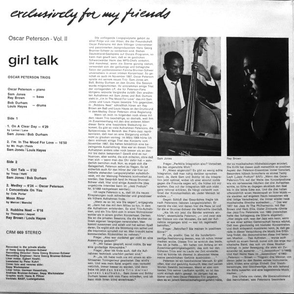 Oscar Peterson : Girl Talk (LP, Album, RE)